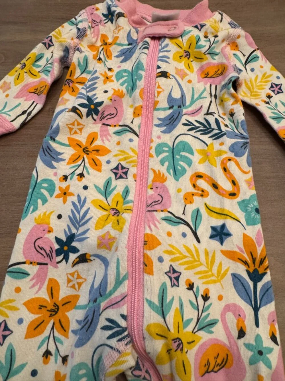 Hanna Andersson Tropical Flamingo Zip Romper Sleeper Organic Cotton 60cm / US 3-